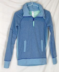 Ivivva Shiver Stopper fleece pullover 10 blue herringbone by Lululemon EUC - Picture 1 of 5