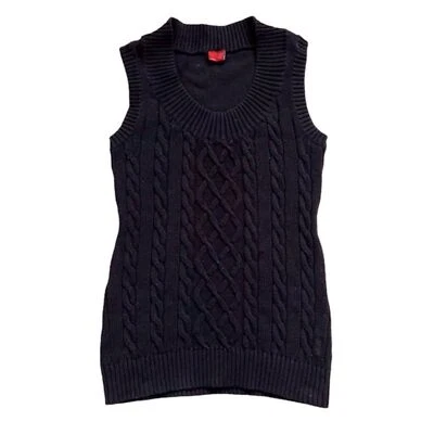 ESPRIT Black Cable Knit Sweater Dress Sleeveless Vintage Y2K Preppy Women’s XS - Image 1 of 4