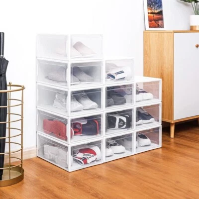 SCATOLE SCARPE CASSETTO TRASPARENTE SCARPIERA ORGANIZZATORE IMPILABILE CASA - Immagine 1 di 4