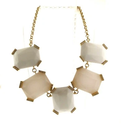 Banana Republic White Lucite Crystal Statement Necklace 1.5x20-22" - Image 1 of 4