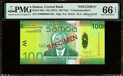 Samoa 100 Tala ND (2017) Commemorative SPECIMEN Pick-44bs GEM UNC PMG 66 EPQ - Image 1 of 2