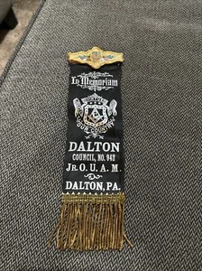 Whitehead & Hoag Co. Dalton PA Ribbon Badge Celluloid MASON VINTAGE Double Sided - Picture 1 of 7