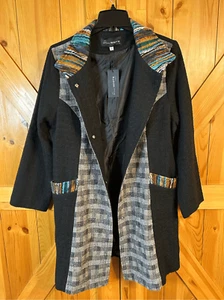 Black Plaid Jacket by DONNA WHITE Coats Size Large nwt (4912) - Picture 1 of 6