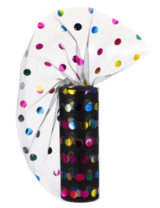 15cm Tüllrolle 9m Glitzerpunkte Tüllstoff Tütüs Kostüme Feintüll Deko Schwarz - Bild 1 von 3