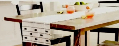 Threshold Black & White Linen Blend Table Runner 72" Long 14" Wide    - Image 1 of 4