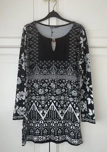 101 IDEES Ladies Dress /Tunic Size M/L Floral Geometry Design Women’s Dress BNWT - Picture 1 of 7