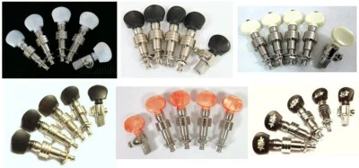 Nickel plated surface 5 string banjo geared machine heads various buttons 328N - Image 1 of 4