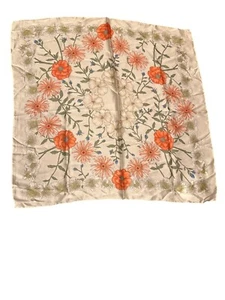 Tom & Eva Floral Polyester Square Scarf With Orange & White Flowers Floral Cotta - Picture 1 of 5