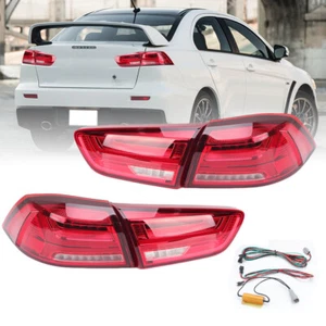Lámpara de luces traseras LED rojas para Mitsubishi Lancer EVO 2008-2017 con señal secuencial - Imagen 1 de 12