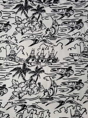 Bimini Bay Outfitter Ltd Beach Sailor Themed Shirt Size L Cream & Black  - Image 1 of 3