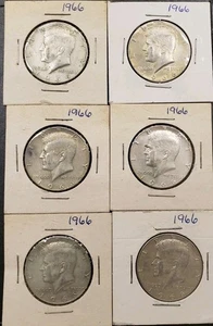 1966 Kennedy Half Dollar Circulated All 6 Coins Included In Auction - Picture 1 of 2