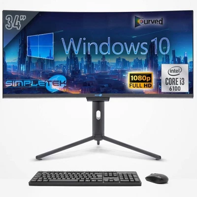 Aio All IN One i3 34 " Curved FHD 165HZ WIN10 8GB 120GB Gaming Desktop Editing - Image 1 of 4