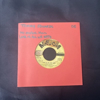 TOMMY EDWARDS: Love Is All We Need / Mr. Music Man, 45 RPM Cleaned Tested - Image 1 of 4