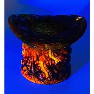 Boyd Glass Daisy Button Hat 1999 Autumn Harvest Swirl Vaseline Glows B568 - Picture 1 of 17