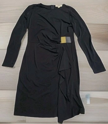 Michael Kors Black Round Neck Dress Size L Buckle New With Tags  - Image 1 of 4
