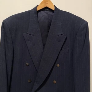 CANALI Blazer Zweireiher Spitzes Revers Wolle 50L US-40L Fischgrät Jacke Vintage - Bild 1 von 17