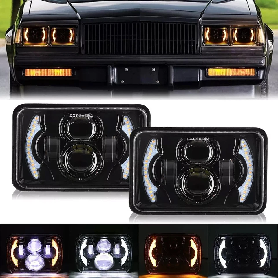 Par de faros LED 4x6" con DRL Turn Singal para camioneta Dodge Dakota 1987-1995 Foto 1 de 4