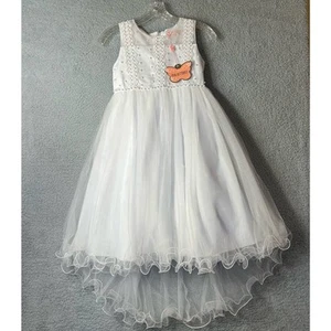 Formal Dress Girls 10 White Lace Layer Sleeveless High Low Hem NEW READ - Picture 1 of 16