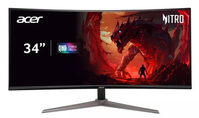 Acer - Nitro Gaming 34Curved QHD 180Hz 1ms FreeSync Premium Gaming Monitor ... - Image 1 of 4