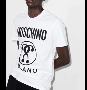 Moschino Milano Men's White Double Question Mark T-shirt Size 52 Large NWT - Picture 1 of 11