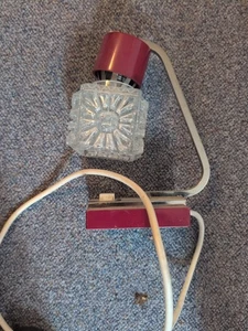 Vintage Retro Nachttischlampe 60er Jahre Bubbleglas Teak Messing Tischlampe  - Bild 1 von 2