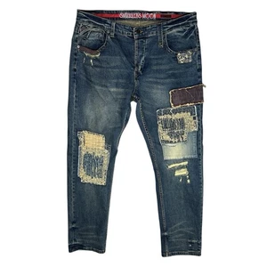 SMUGGLER MOON Patchwork Distressed Jeans Blau Denim Streetwear Style 40x34 - Bild 1 von 11
