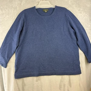 Maglione Eddie Bauer donna 2X blu lana di agnello girocollo pullover maglia casual plus - Foto 1 di 10