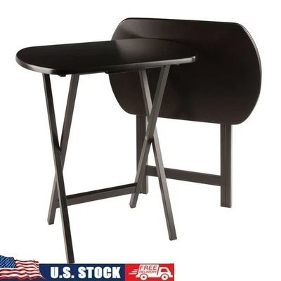 Oversized Folding Snack Tables Set Compact Portable Indoor Use X-Frame Stability - Image 1 of 4