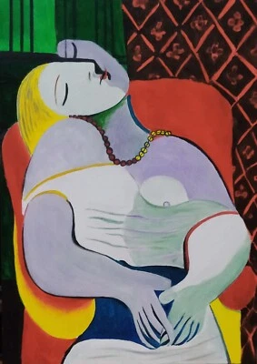 quadro olio su tela  DIPINTO A MANO Picasso il sogno 70*50  Cubismo arte moderna - Immagine 1 di 2