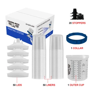 Finish-Rite PPS Disposable Paint Cup System Set 20oz Lids & Liners - 190 Micron - Picture 1 of 4