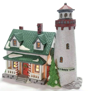 CRAGGY COVE LIGHTHOUSE # 59307 RETIRED NEW ENGLAND VILLAGE  DEPT 56 VINTAGE NIB - Picture 1 of 7
