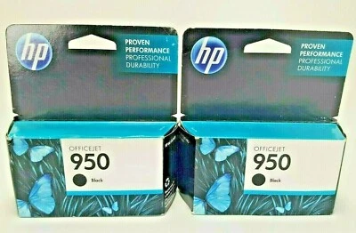 2 Pack HP Office Jet 950 Black Ink New In Package Expires July. 2014 *Free Ship* - Image 1 of 4