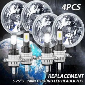 4PC 5 3/4" 5.75" LED Headlights With H4 For Chevelle 1965-1970 Corvette - Picture 1 of 21
