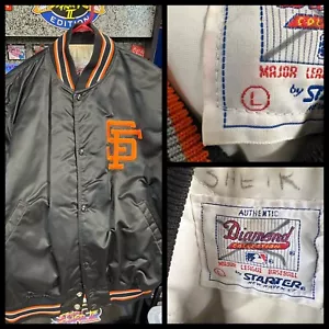 Vintage 1980s San Francisco Giants Starter Satin Jacket Size Large L - Afbeelding 1 van 9