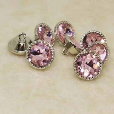 10Pcs 15mm DIY Glass Crystal Rhinestone Buttons with Shank Sewing Clothes Decor - Image 1 of 4