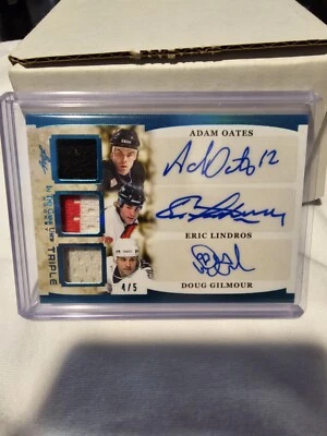 2022-23 Leaf ITG Used Game Triple  Patch/5 Adam Oates Eric Lindros Auto/ patch - Image 1 of 2