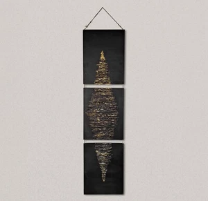 Nocturnal Pulse Holztafeln 3er-Set Triptychon, handgefertigtes Unikat 30x135 cm - Bild 1 von 5