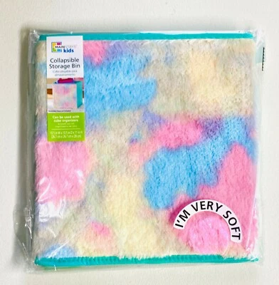 Mainstays Kids Fabric 10.5" x 10.5" x 11" Collapsible Rainbow Fur Storage Bin - Image 1 of 3