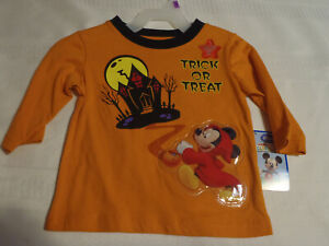 Disney Mickey 12 or 18 Month Choice Orange Halloween Shirt NWT
