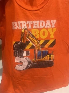 Boys 5th Birthday T Shirt Construction Orange Youth Small Size - Picture 1 of 8