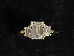 GIA - LAB CREATED DIAMOND 1.22 E/C .59 TRAP 14K YELLOW GOLD - Picture 1 of 9