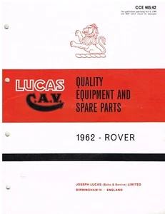 ROVER P4 80 100 P5 3-LITRE LAND ROVER SERIES II ORIG. 1962 LUCAS PARTS CATALOGUE - Picture 1 of 1