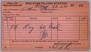 (2) 1941 Parkersburg, West Virginia Red Star Filling Gas Station Invoices - Picture 1 of 4