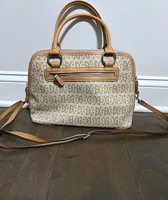 Bolso de hombro/cartera a rayas beige y topo GIANI BERNINI Signature - impecable Foto 1 de 4