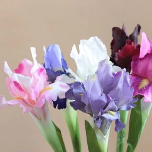 Artificial Iris Flower Simulation Bouquet - Floral Stalk Branch Decorations 1pc - Picture 1 of 21
