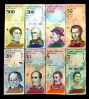 Venezuela Bolivares Set of 8 Banknotes World Paper Money Unc Currency Bill Note