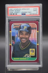 1987 Donruss Opening Day #163 Barry Bonds Johnny Ray error RC PSA 9