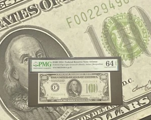 1934 $100 Atlanta Federal Reserve Note PMG 64 EPQ Fr#2152 2152F Light Green Rare - Picture 1 of 3