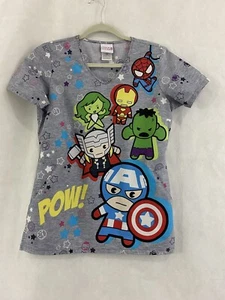 MARVEL Baby Avengers Scrub Women’s Top Nurse Medical CNA XS Gray - Picture 1 of 5