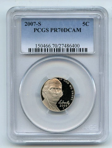 2007 S 5C Jefferson Nickel PCGS PR70DCAM Cover